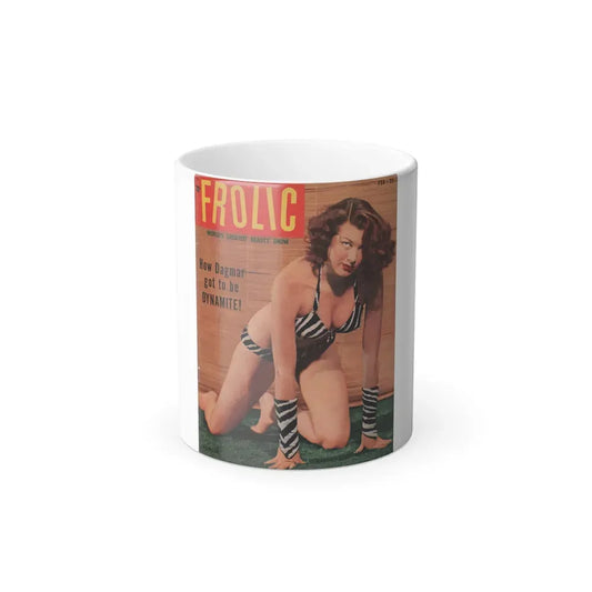 Joanne Arnold #75 - Jo Ann on Cover in Color of Frolic Mag. Feb. '52 (Vintage Female Icon) Color Changing Coffee Mug 11oz - Go Mug Yourself