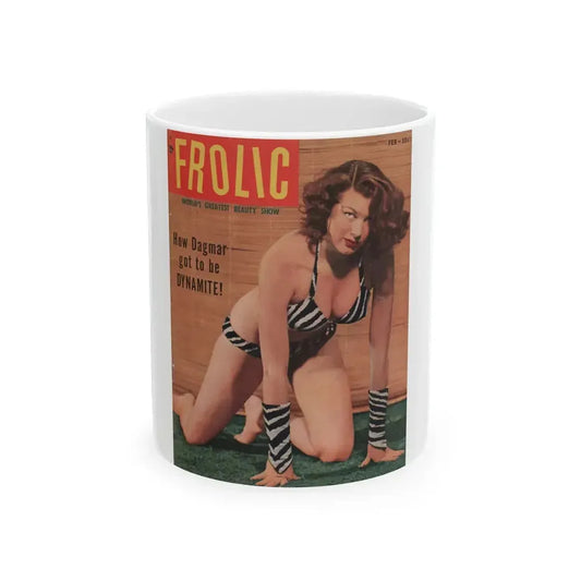 Joanne Arnold #75 - Jo Ann on Cover in Color of Frolic Mag. Feb. '52 (Vintage Female Icon) White Coffee Mug 11oz - Go Mug Yourself