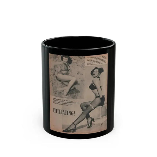 Joanne Arnold #76 - Pages 1 of 1 with, 2 B&W Photos & Captions from Frolic Mag. Feb. '52 (Vintage Female Icon) Black Coffee Mug 11oz - Go Mug Yourself