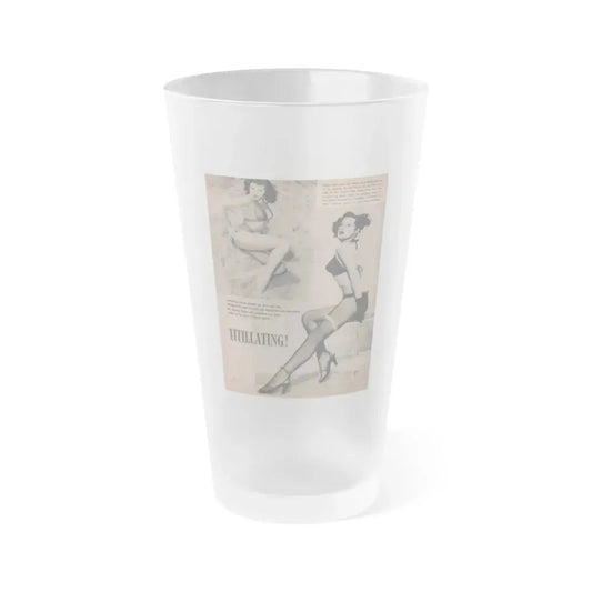 Joanne Arnold #76 - Pages 1 of 1 with, 2 B&W Photos & Captions from Frolic Mag. Feb. '52 (Vintage Female Icon) Frosted Pint Glass 16oz 16oz Frosted - Go Mug Yourself