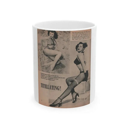 Joanne Arnold #76 - Pages 1 of 1 with, 2 B&W Photos & Captions from Frolic Mag. Feb. '52 (Vintage Female Icon) White Coffee Mug 11oz - Go Mug Yourself