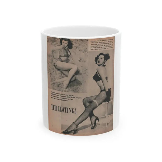 Joanne Arnold #76 - Pages 1 of 1 with, 2 B&W Photos & Captions from Frolic Mag. Feb. '52 (Vintage Female Icon) White Coffee Mug 11oz - Go Mug Yourself