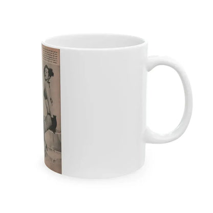 Joanne Arnold #76 - Pages 1 of 1 with, 2 B&W Photos & Captions from Frolic Mag. Feb. '52 (Vintage Female Icon) White Coffee Mug - Go Mug Yourself