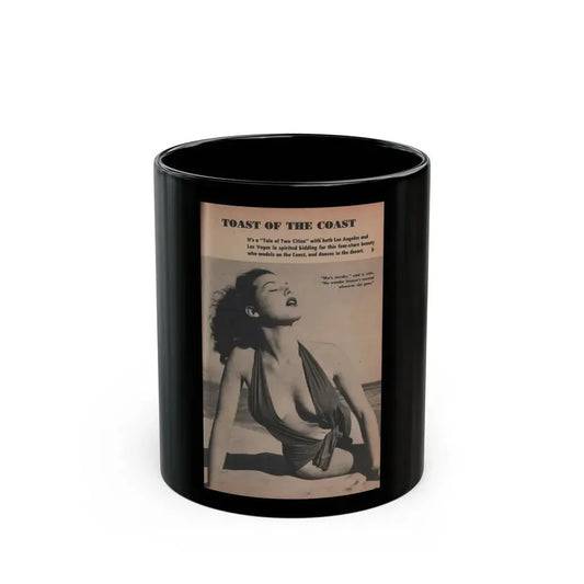 Joanne Arnold #77 - Pages 1 of 3 with, 1 Full Page B&W Photo & Captions from TAB Digest Mag. Sept. '54 (Vintage Female Icon) Black Coffee Mug 11oz - Go Mug Yourself