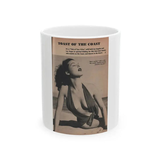 Joanne Arnold #77 - Pages 1 of 3 with, 1 Full Page B&W Photo & Captions from TAB Digest Mag. Sept. '54 (Vintage Female Icon) White Coffee Mug 11oz - Go Mug Yourself