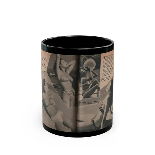 Joanne Arnold #78 - Pages 2 & 3 of 3 with, 3 B&W Photos & Captions from TAB Digest Mag. Sept. '54 (Vintage Female Icon) Black Coffee Mug 11oz - Go Mug Yourself