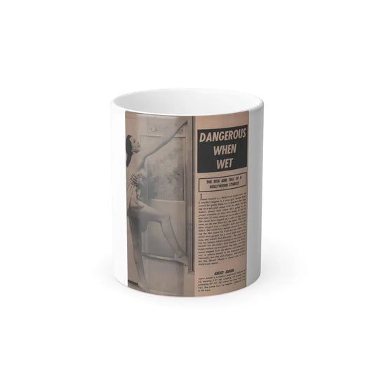 Joanne Arnold #84 - Pages 1 of 2 with, 1 B&W Photo, Statistics & Article from Cover Girls Models Mag. Jan. '54 (Vintage Female Icon) Color Changing Coffee Mug 11oz - Go Mug Yourself
