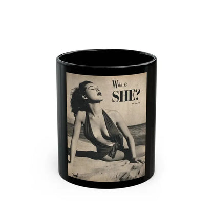 Joanne Arnold #87 - Pages 1 of 3 with, 1 Full Page B&W Photo from Cover Girls Models Mag. '51 (Vintage Female Icon) Black Coffee Mug 11oz - Go Mug Yourself