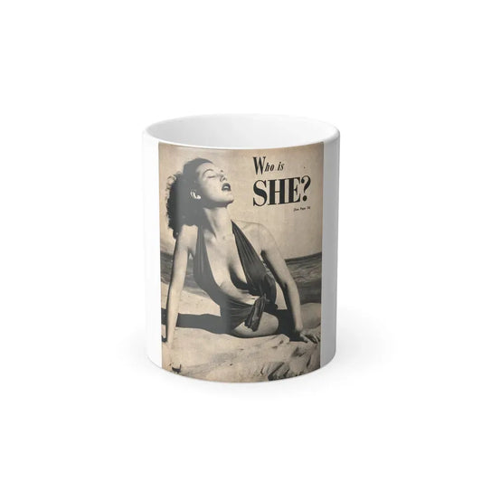 Joanne Arnold #87 - Pages 1 of 3 with, 1 Full Page B&W Photo from Cover Girls Models Mag. '51 (Vintage Female Icon) Color Changing Coffee Mug 11oz - Go Mug Yourself
