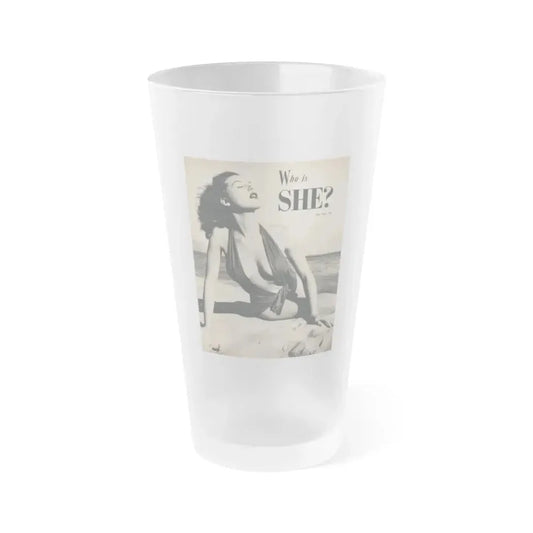 Joanne Arnold #87 - Pages 1 of 3 with, 1 Full Page B&W Photo from Cover Girls Models Mag. '51 (Vintage Female Icon) Frosted Pint Glass 16oz 16oz Frosted - Go Mug Yourself