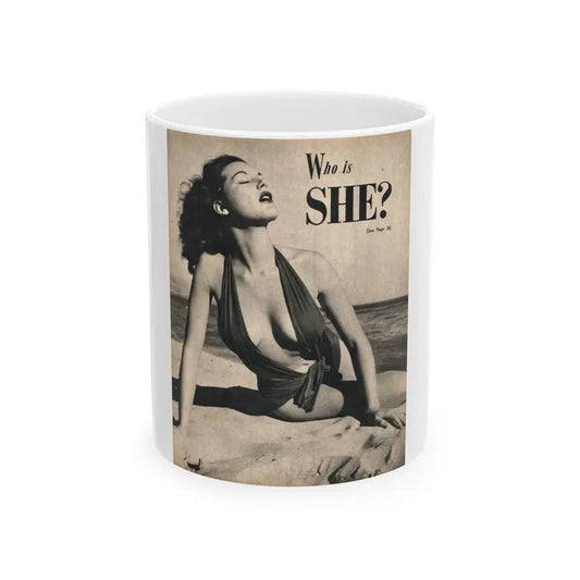 Joanne Arnold #87 - Pages 1 of 3 with, 1 Full Page B&W Photo from Cover Girls Models Mag. '51 (Vintage Female Icon) White Coffee Mug 11oz - Go Mug Yourself