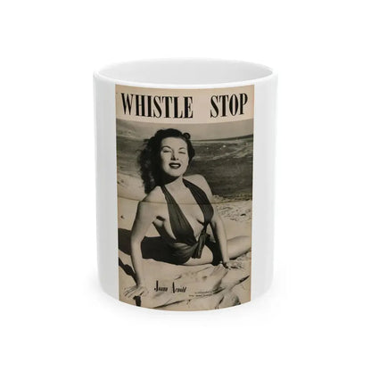 Joanne Arnold #88 - Pages 2 & 3 of 3 with, 1 Full B&W Centerfold Photo (Vintage Female Icon) White Coffee Mug 11oz - Go Mug Yourself