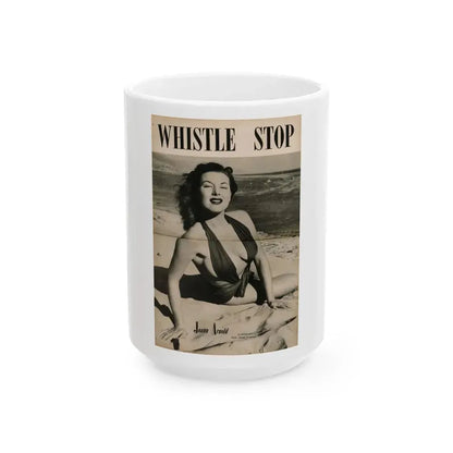 Joanne Arnold #88 - Pages 2 & 3 of 3 with, 1 Full B&W Centerfold Photo (Vintage Female Icon) White Coffee Mug 15oz - Go Mug Yourself
