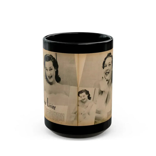 Joanne Arnold #89 - Pages 1 & 2 of 2 with, 3 B&W Photos from Cover Girls Models Mag. '51 (Vintage Female Icon) Black Coffee Mug 15oz - Go Mug Yourself