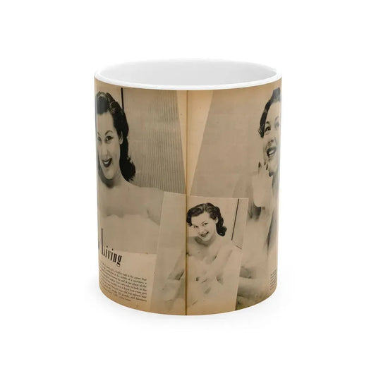 Joanne Arnold #89 - Pages 1 & 2 of 2 with, 3 B&W Photos from Cover Girls Models Mag. '51 (Vintage Female Icon) White Coffee Mug 11oz - Go Mug Yourself