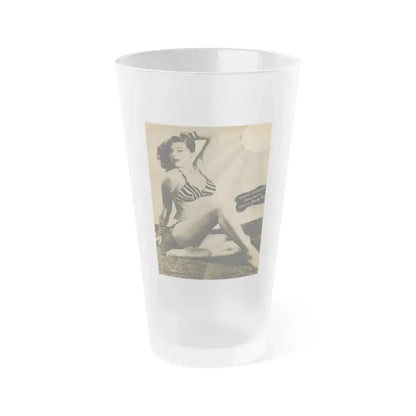 Joanne Arnold #90 - 1 B&W Photo & Caption Circa 50's Magazine Page (Vintage Female Icon) Frosted Pint Glass 16oz 16oz Frosted - Go Mug Yourself