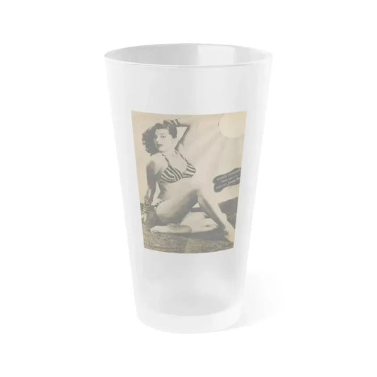 Joanne Arnold #90 - 1 B&W Photo & Caption Circa 50's Magazine Page (Vintage Female Icon) Frosted Pint Glass 16oz 16oz Frosted - Go Mug Yourself