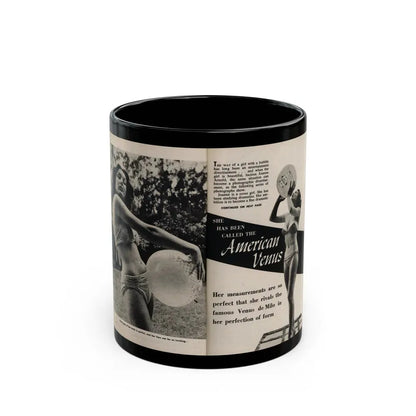 Joanne Arnold #94 - Pages 1 & 2 of 2 with, 2 B&W Photos, Captions & Short Article from Foto-rama Digest Mag. March '54 (Vintage Female Icon) Black Coffee Mug 11oz - Go Mug Yourself
