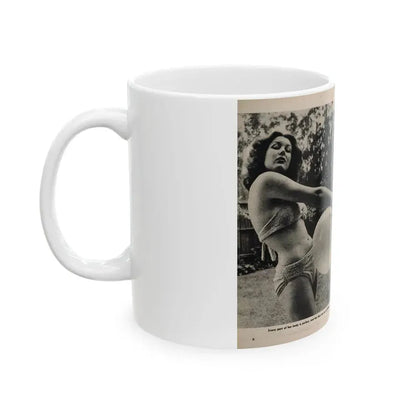 Joanne Arnold #94 - Pages 1 & 2 of 2 with, 2 B&W Photos, Captions & Short Article from Foto-rama Digest Mag. March '54 (Vintage Female Icon) White Coffee Mug - Go Mug Yourself