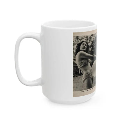 Joanne Arnold #94 - Pages 1 & 2 of 2 with, 2 B&W Photos, Captions & Short Article from Foto-rama Digest Mag. March '54 (Vintage Female Icon) White Coffee Mug - Go Mug Yourself