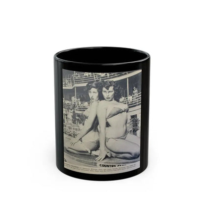 Joanne Arnold #95 - 1 B&W Photo from circa early 50's Pin-Up Magazine Page (Vintage Female Icon) Black Coffee Mug 11oz - Go Mug Yourself