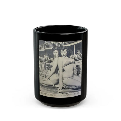 Joanne Arnold #95 - 1 B&W Photo from circa early 50's Pin-Up Magazine Page (Vintage Female Icon) Black Coffee Mug 15oz - Go Mug Yourself
