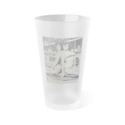 Joanne Arnold #95 - 1 B&W Photo from circa early 50's Pin-Up Magazine Page (Vintage Female Icon) Frosted Pint Glass 16oz 16oz Frosted - Go Mug Yourself