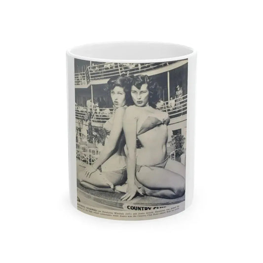 Joanne Arnold #95 - 1 B&W Photo from circa early 50's Pin-Up Magazine Page (Vintage Female Icon) White Coffee Mug 11oz - Go Mug Yourself