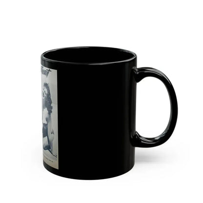 Joanne Arnold #96 - 2 B&W Photos & Captions from early 50's Pin-Up Magazine Page (Vintage Female Icon) Black Coffee Mug - Go Mug Yourself