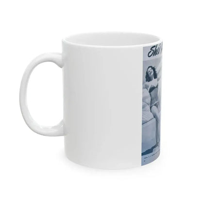 Joanne Arnold #96 - 2 B&W Photos & Captions from early 50's Pin-Up Magazine Page (Vintage Female Icon) White Coffee Mug - Go Mug Yourself