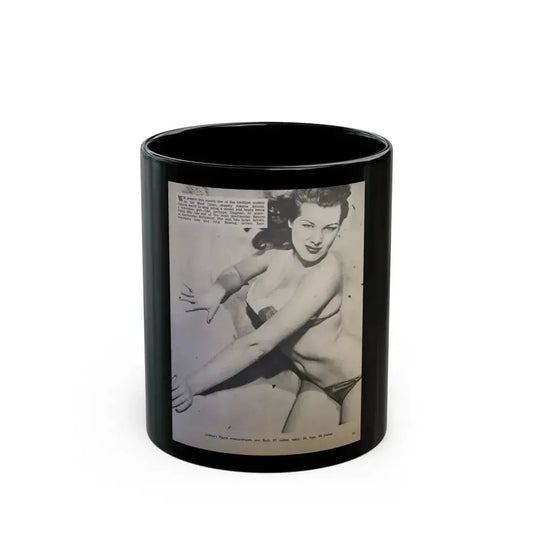 Joanne Arnold #97 - 1 B&W Photo from circa early 50's Pin-Up Magazine Page (Vintage Female Icon) Black Coffee Mug 11oz - Go Mug Yourself