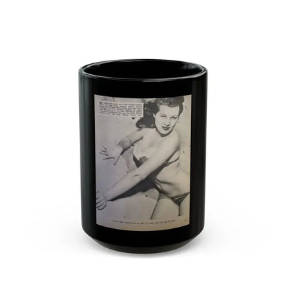 Joanne Arnold #97 - 1 B&W Photo from circa early 50's Pin-Up Magazine Page (Vintage Female Icon) Black Coffee Mug 15oz - Go Mug Yourself
