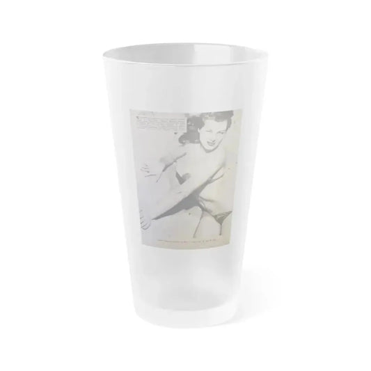Joanne Arnold #97 - 1 B&W Photo from circa early 50's Pin-Up Magazine Page (Vintage Female Icon) Frosted Pint Glass 16oz 16oz Frosted - Go Mug Yourself
