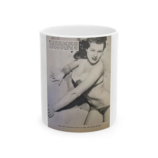 Joanne Arnold #97 - 1 B&W Photo from circa early 50's Pin-Up Magazine Page (Vintage Female Icon) White Coffee Mug 11oz - Go Mug Yourself