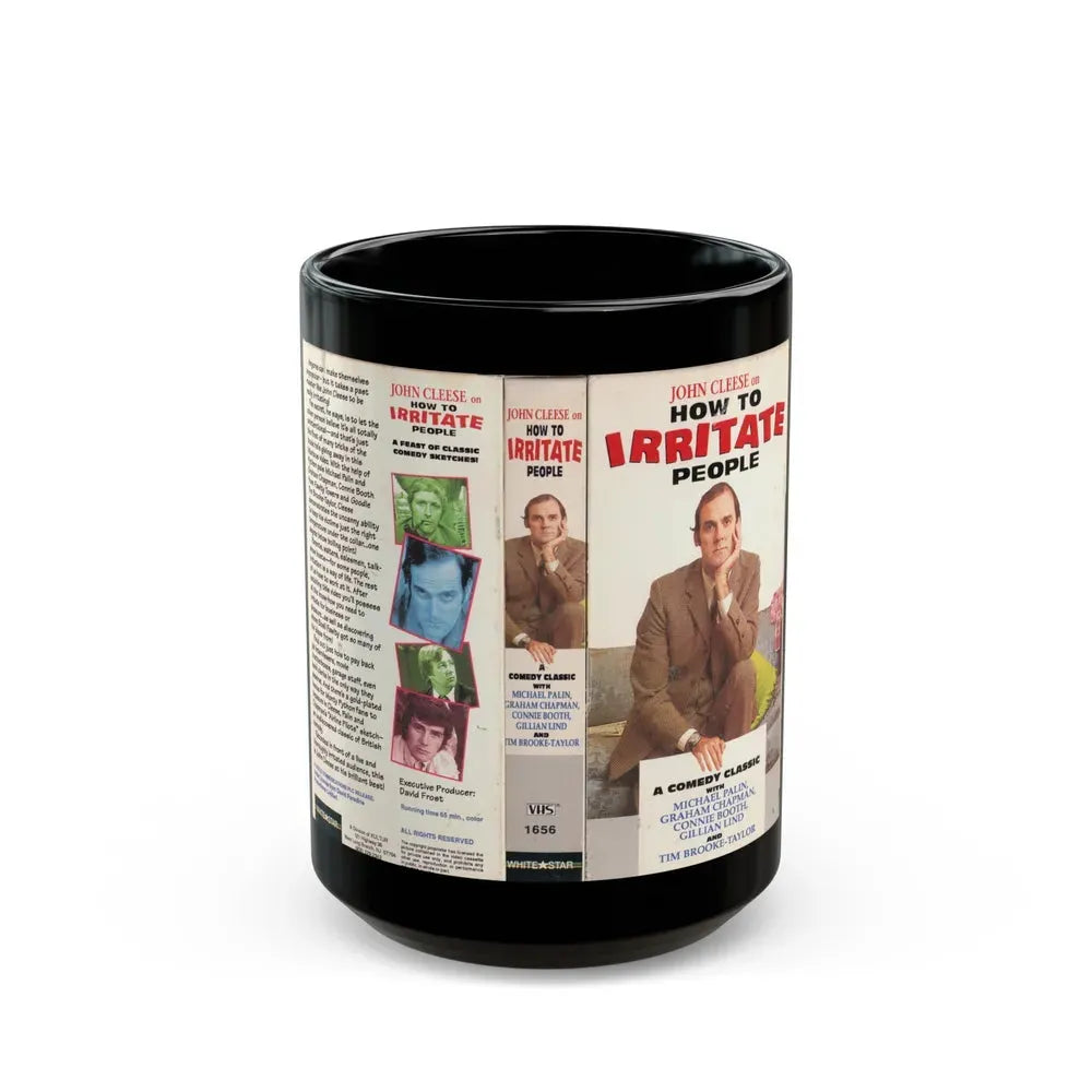 JOHN CLEESE ON HOW TO IRRITATE PEOPLE (VHS COVER) - Black Coffee Mug 15oz - Go Mug Yourself