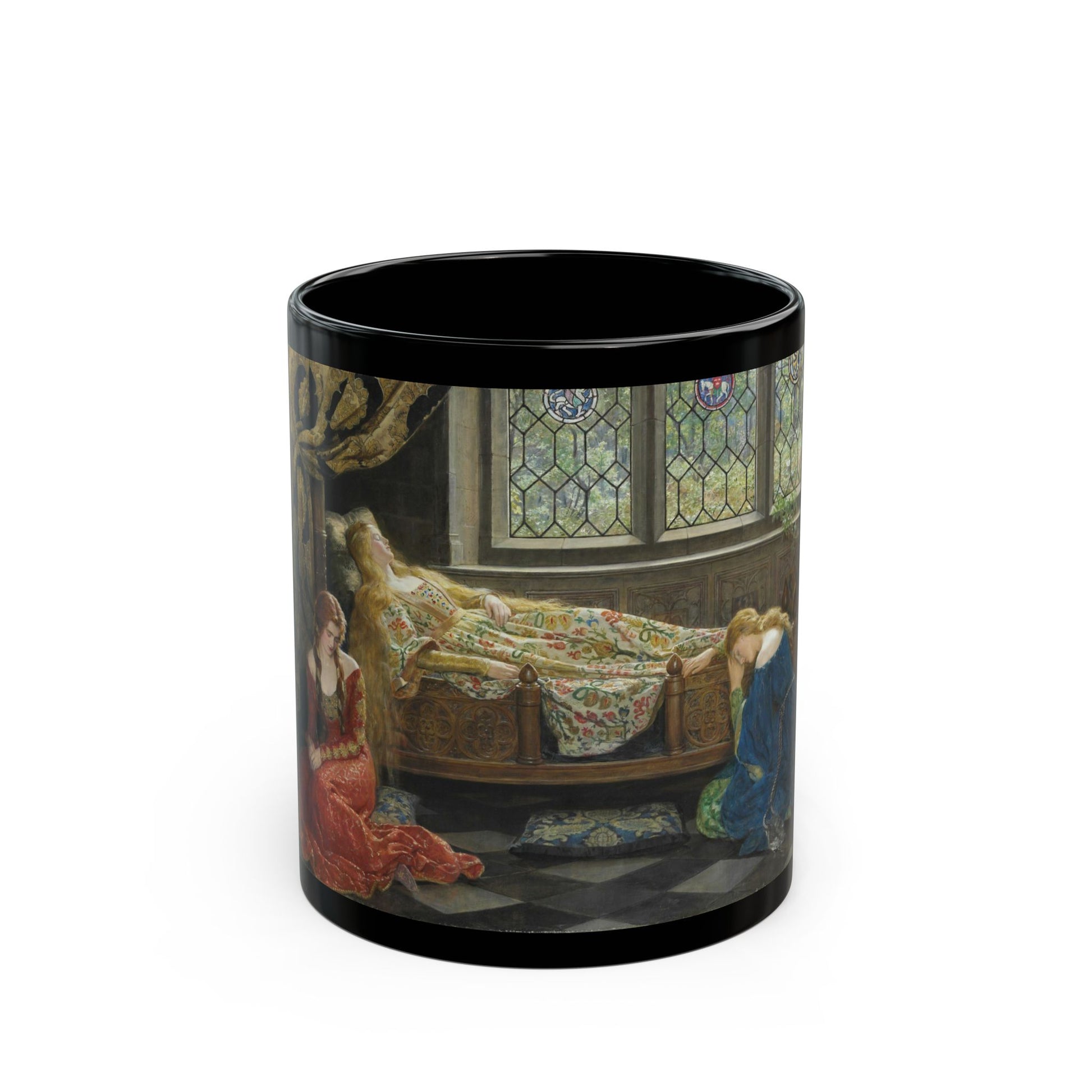 John Collier (1850-1934) Sleeping Beauty - 1921 - Black Coffee Mug-11oz-Go Mug Yourself