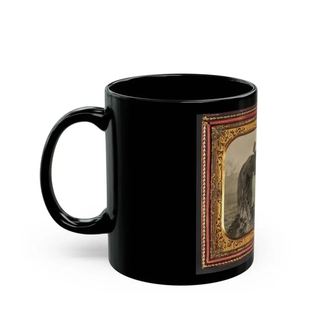 John E. Cummins Of The 50th, 99th, And 185th Ohio Infantry Regiments In Union Uniform Next To A Horse (U.S. Civil War) Black Coffee Mug - Go Mug Yourself