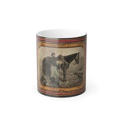 John E. Cummins of the 50Th, 99Th, and 185Th Ohio Infantry Regiments in Union Uniform Next to a Horse (U.S. Civil War) Color Changing Coffee Mug 11oz Default Title 11oz - Go Mug Yourself