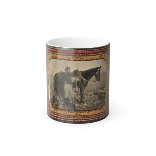 John E. Cummins of the 50Th, 99Th, and 185Th Ohio Infantry Regiments in Union Uniform Next to a Horse (U.S. Civil War) Color Changing Coffee Mug 11oz Default Title 11oz - Go Mug Yourself