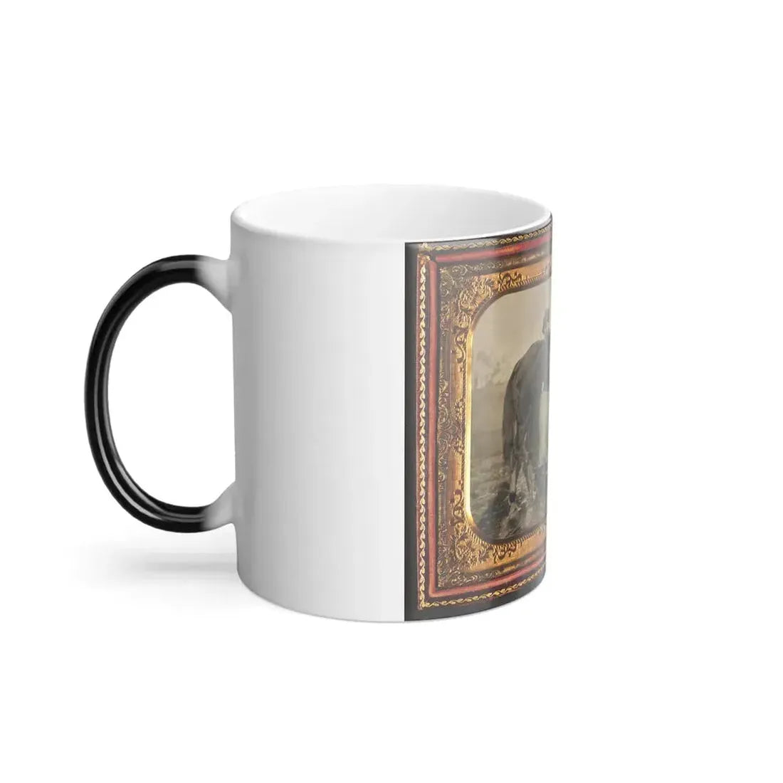 John E. Cummins of the 50Th, 99Th, and 185Th Ohio Infantry Regiments in Union Uniform Next to a Horse (U.S. Civil War) Color Changing Coffee Mug 11oz - Go Mug Yourself