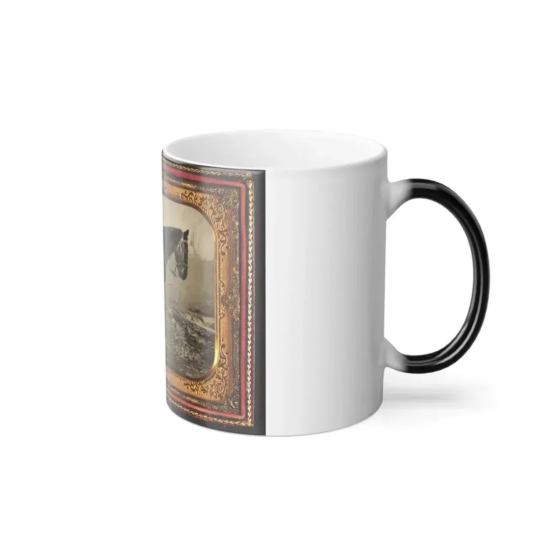John E. Cummins of the 50Th, 99Th, and 185Th Ohio Infantry Regiments in Union Uniform Next to a Horse (U.S. Civil War) Color Changing Coffee Mug 11oz - Go Mug Yourself