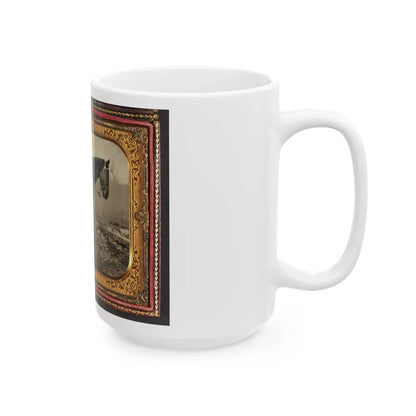 John E. Cummins Of The 50th, 99th, And 185th Ohio Infantry Regiments In Union Uniform Next To A Horse (U.S. Civil War) White Coffee Mug - Go Mug Yourself
