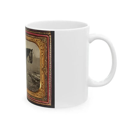 John E. Cummins Of The 50th, 99th, And 185th Ohio Infantry Regiments In Union Uniform Next To A Horse (U.S. Civil War) White Coffee Mug - Go Mug Yourself