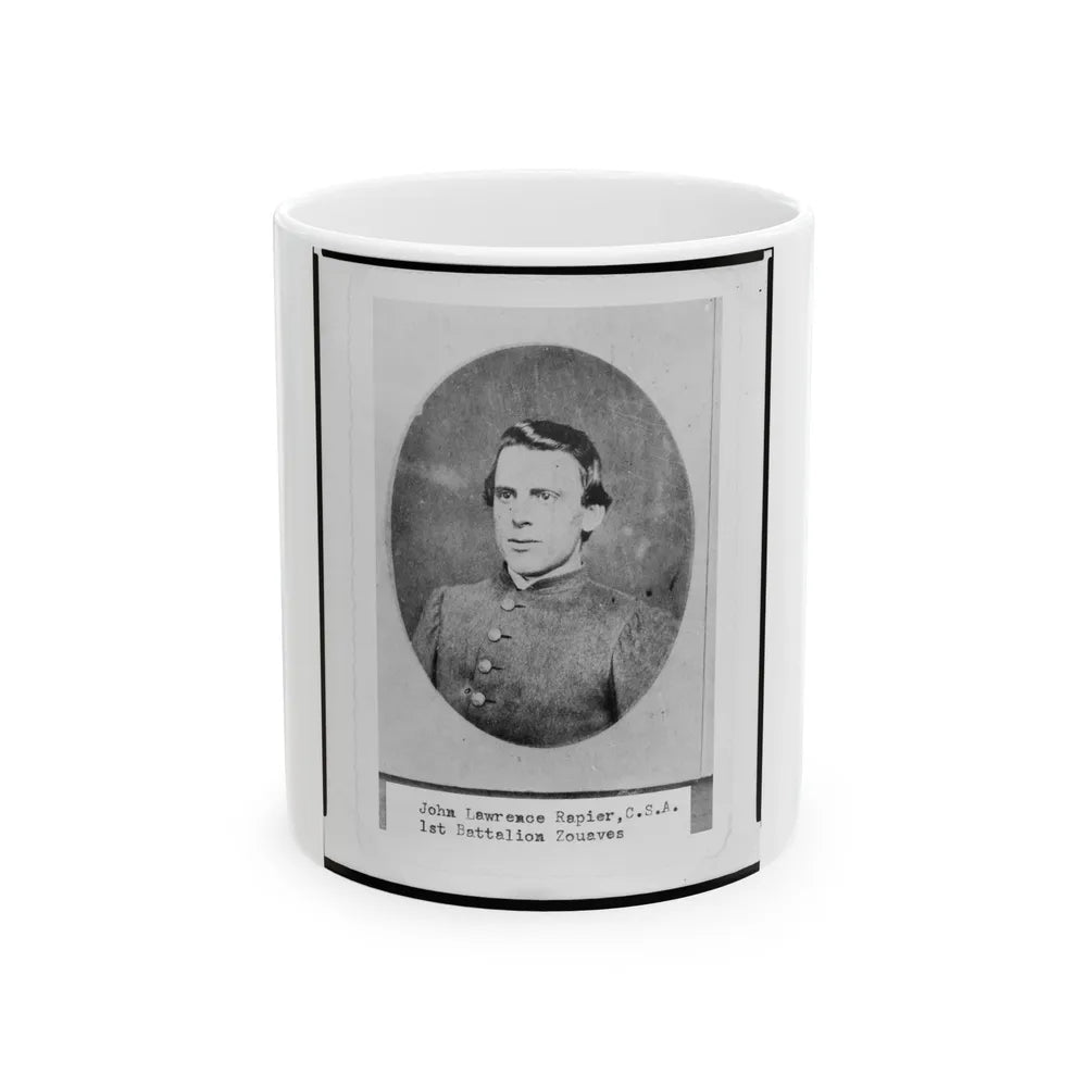 John Lawrence Rapier, Pvt., 1st Battalion Zouaves, Head-And-Shoulders Portrait, Facing Front (U.S. Civil War) White Coffee Mug-11oz-Go Mug Yourself