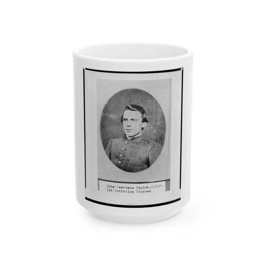 John Lawrence Rapier, Pvt., 1st Battalion Zouaves, Head-And-Shoulders Portrait, Facing Front (U.S. Civil War) White Coffee Mug-15oz-Go Mug Yourself