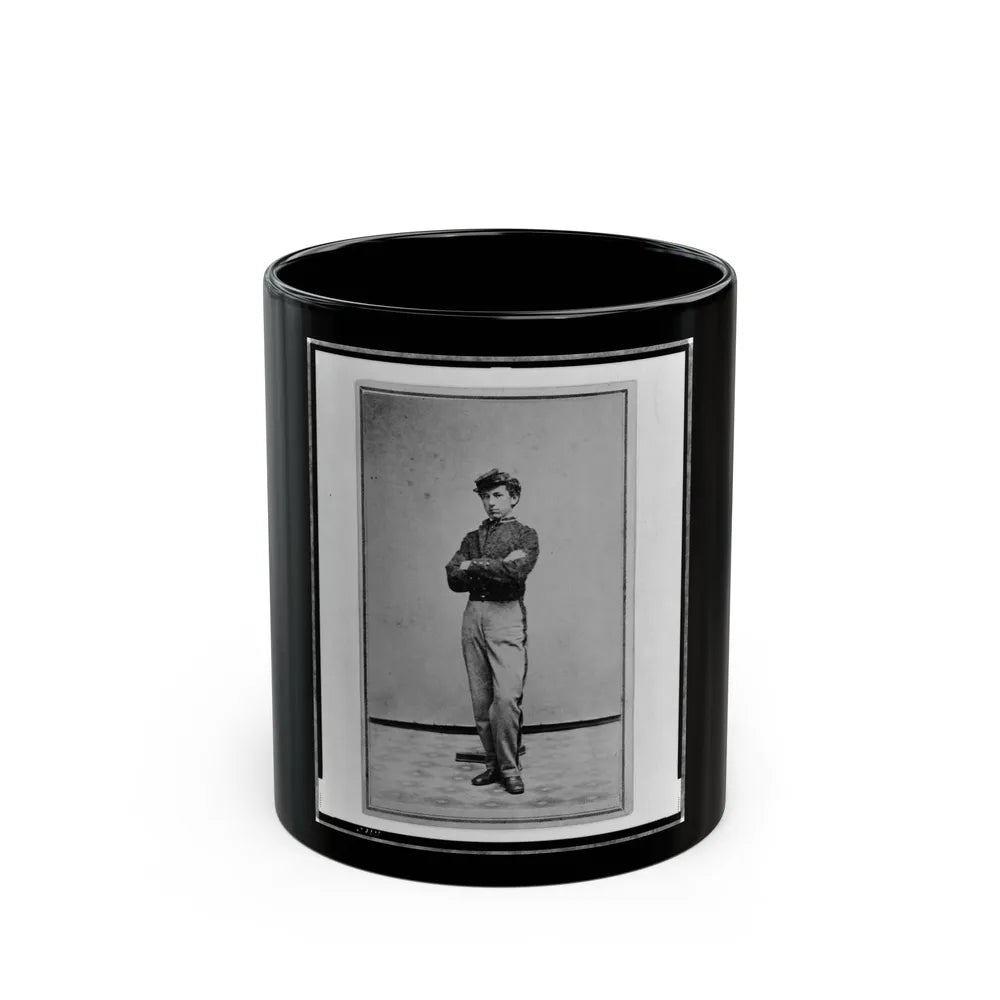 John Longnecker, Full-Length Portrait, Standing, With Arms Folded Across Chest, Facing Left (U.S. Civil War) Black Coffee Mug-11oz-Go Mug Yourself