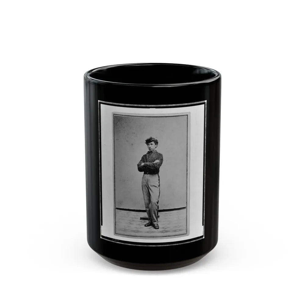 John Longnecker, Full-Length Portrait, Standing, With Arms Folded Across Chest, Facing Left (U.S. Civil War) Black Coffee Mug-15oz-Go Mug Yourself