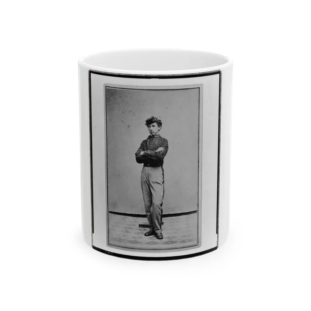 John Longnecker, Full-Length Portrait, Standing, With Arms Folded Across Chest, Facing Left (U.S. Civil War) White Coffee Mug-11oz-Go Mug Yourself