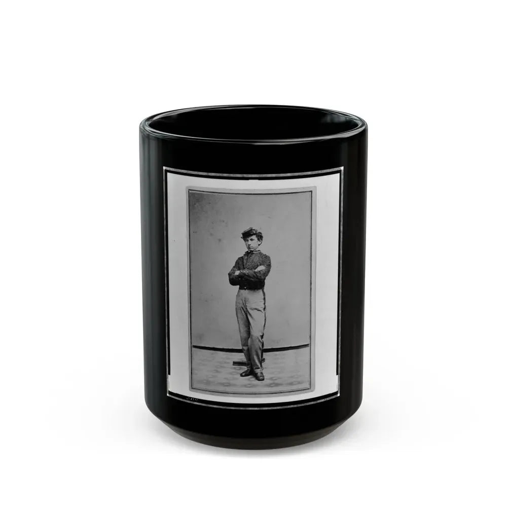 John Longnecker, Full-Length Portrait, Standing, With Arms Folded Across Chest, Facing Left (U.S. Civil War) Black Coffee Mug 15oz - Go Mug Yourself