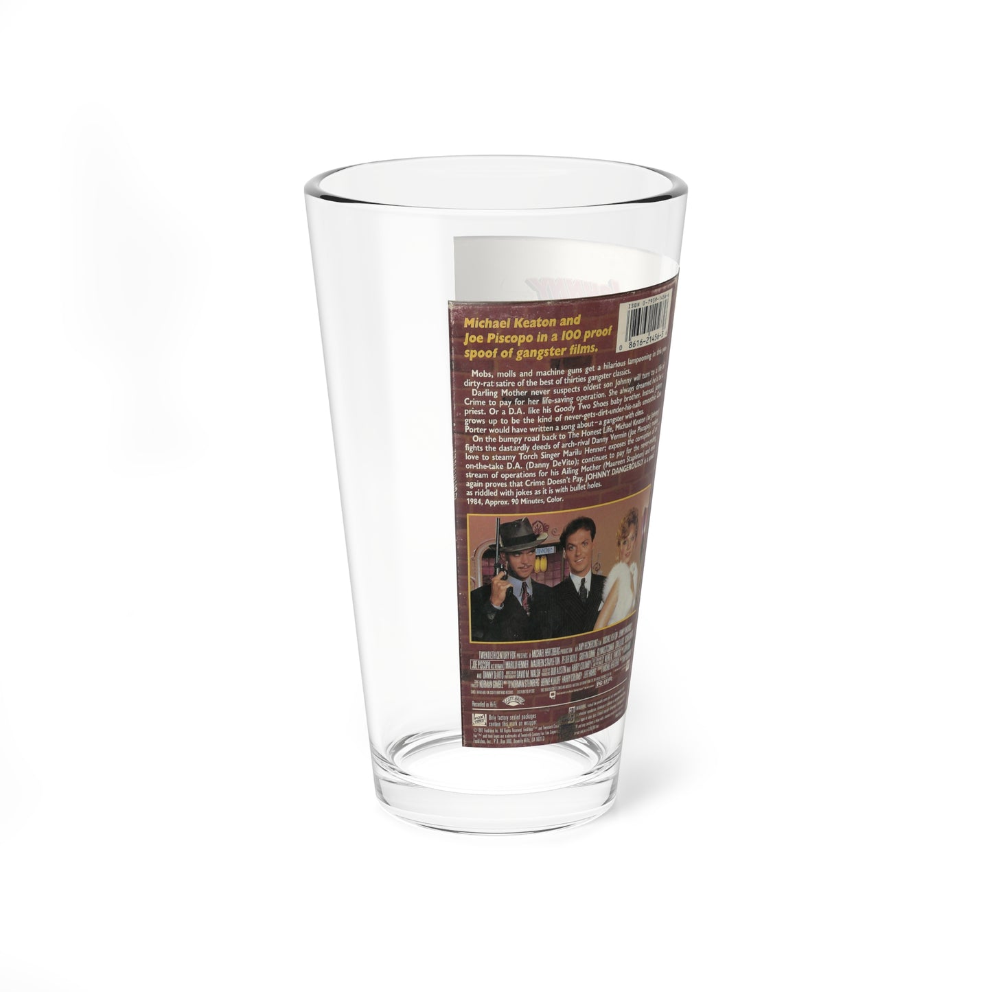 JOHNNY DANGEROUSLY (VHS COVER) Pint Glass 16oz-Go Mug Yourself